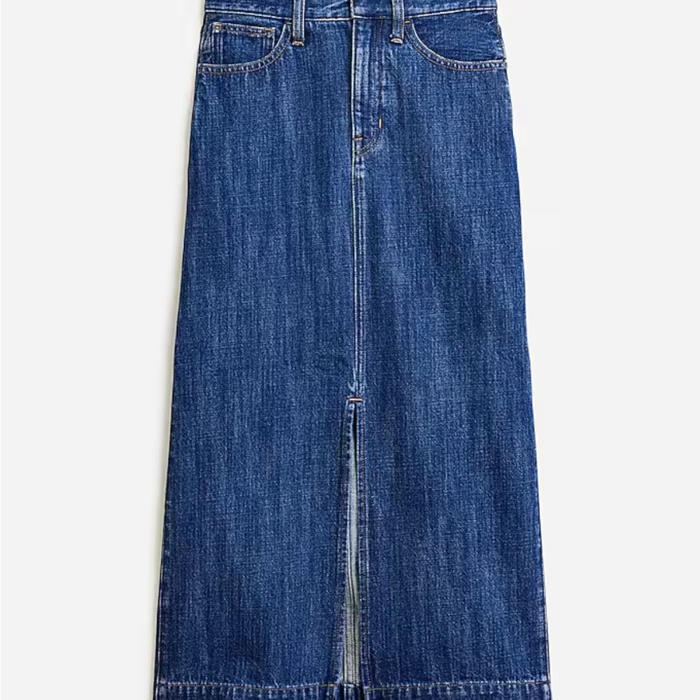 J. Crew Blue Denim midi skirt in rinse wash NWT waist 26” / size 2